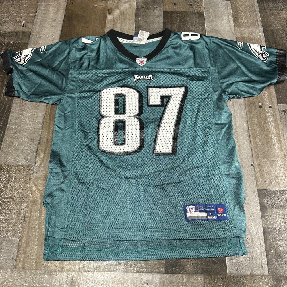 Vintage Rebook NFL Philadelphia Eagles Green Jersey Youth Large Brent Celek